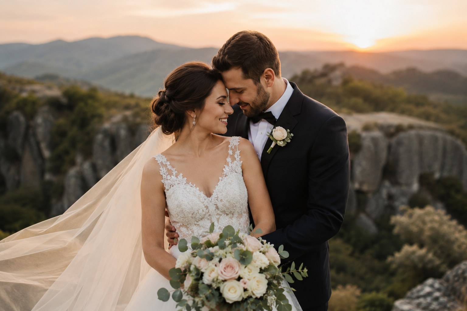 Valentina y Tomás el día de su boda